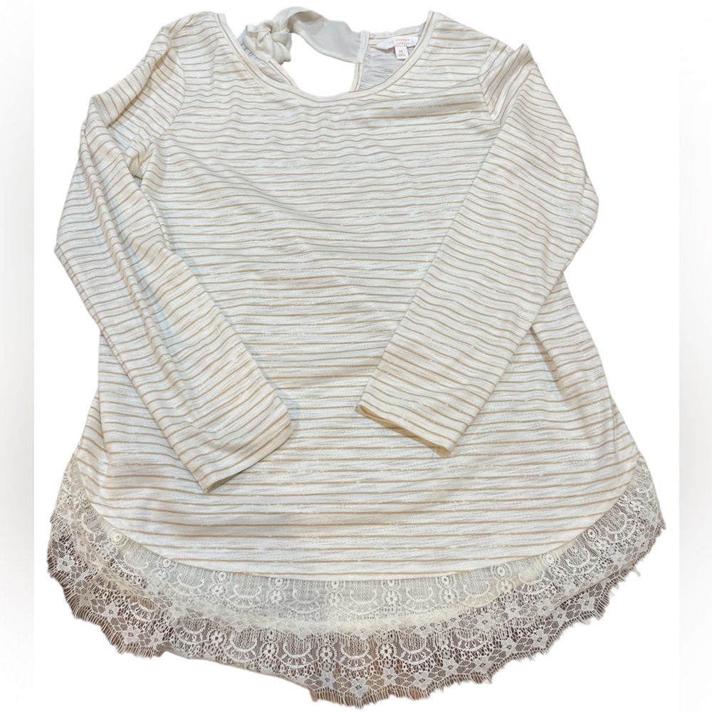 NWOT Lauren Conrad Striped Blouse w/ Lace Trim